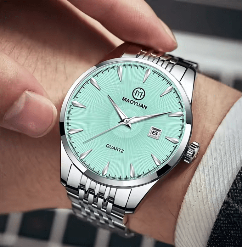 2025 Maoyuan Luxury Men’s Quartz Watch – Square Stainless Steel Business Wristwatch, Waterproof, Luminous Dial, with Date Display, Reloj Hombre