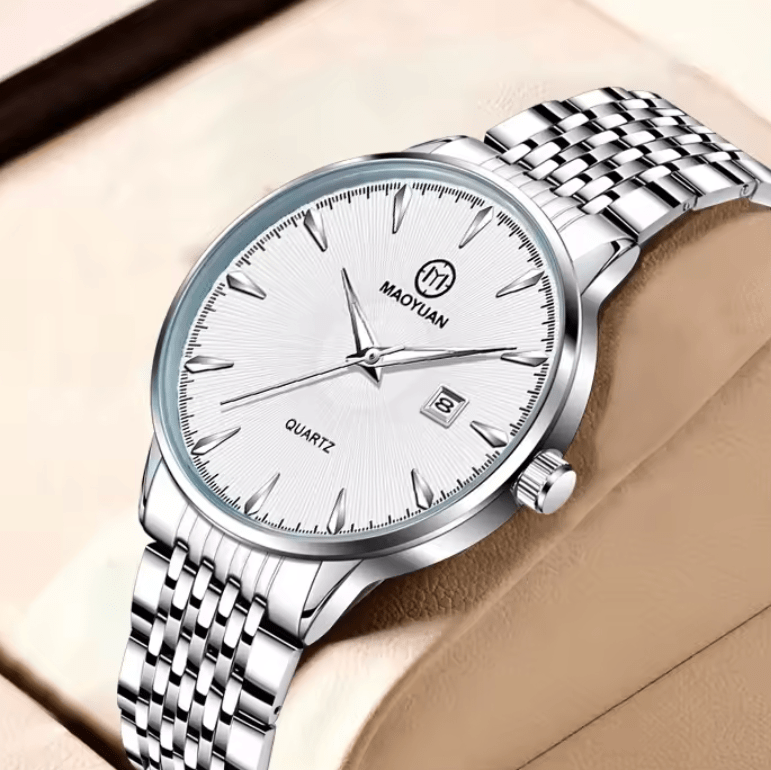 2025 Maoyuan Luxury Men’s Quartz Watch – Square Stainless Steel Business Wristwatch, Waterproof, Luminous Dial, with Date Display, Reloj Hombre