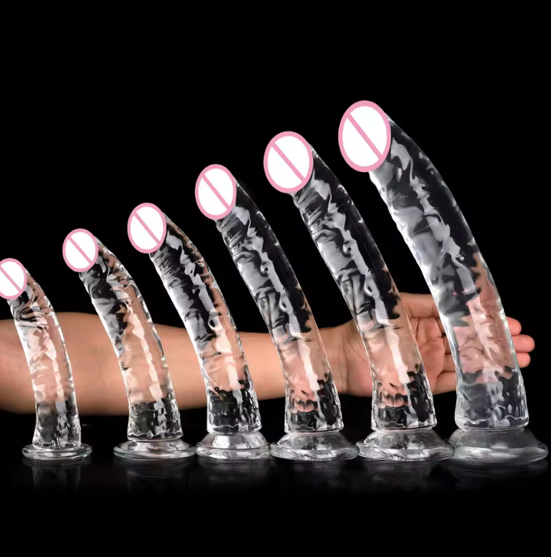 Big Crystal Clear Dildo – Realistic Transparent Penis with Suction Cup, Huge Jelly Dildo for Vaginal & Anal Play, Adult Sex Toy for Women and Couples