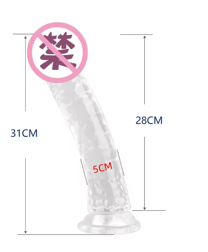 Big Crystal Clear Dildo – Realistic Transparent Penis with Suction Cup, Huge Jelly Dildo for Vaginal & Anal Play, Adult Sex Toy for Women and Couples