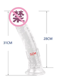 Big Crystal Clear Dildo – Realistic Transparent Penis with Suction Cup, Huge Jelly Dildo for Vaginal & Anal Play, Adult Sex Toy for Women and Couples