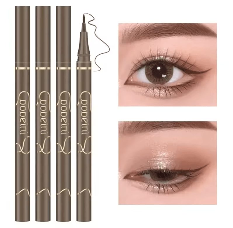 Waterproof Liquid Eyeliner Pen – Ultra-Fine Tip, Quick Dry, Long-Lasting Matte Black/Brown – Smudge-Proof Eye Makeup for Precise Liner & Lying Silkworm Effect
