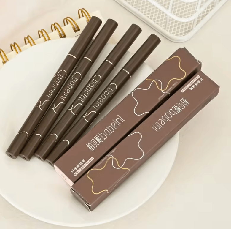 Waterproof Liquid Eyeliner Pen – Ultra-Fine Tip, Quick Dry, Long-Lasting Matte Black/Brown – Smudge-Proof Eye Makeup for Precise Liner & Lying Silkworm Effect
