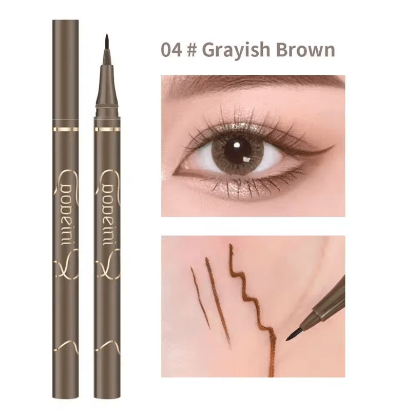 Waterproof Liquid Eyeliner Pen – Ultra-Fine Tip, Quick Dry, Long-Lasting Matte Black/Brown – Smudge-Proof Eye Makeup for Precise Liner & Lying Silkworm Effect