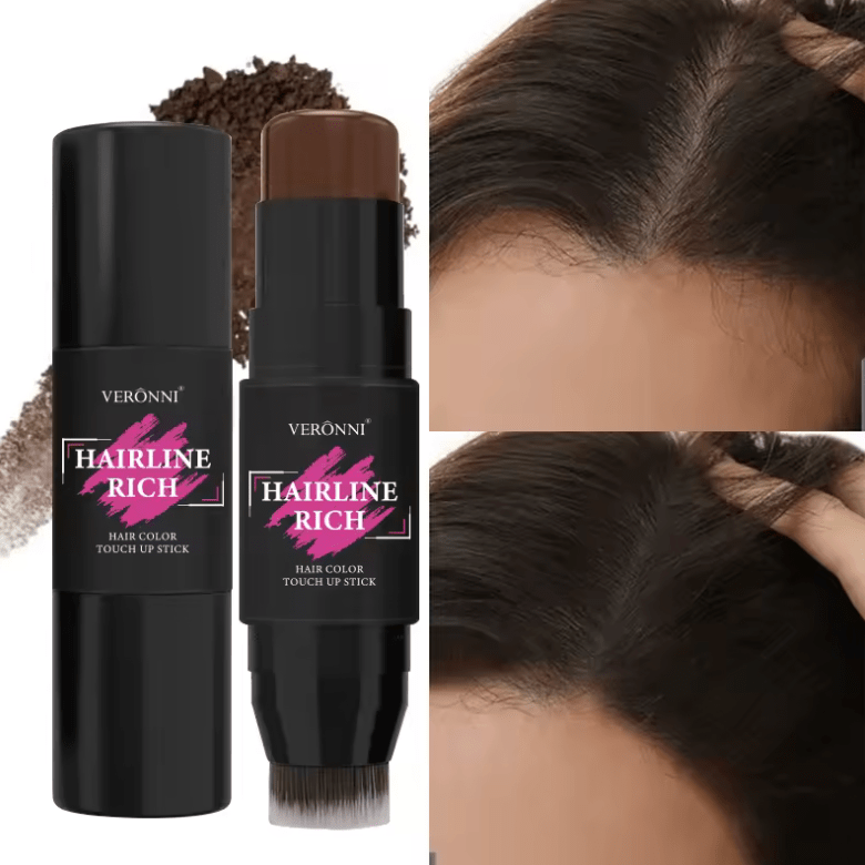 2-in-1 Hairline Filling Cream Stick with Built-In Brush – Waterproof Matte Hair Concealer for Gray Roots & Thinning Hair Coverage