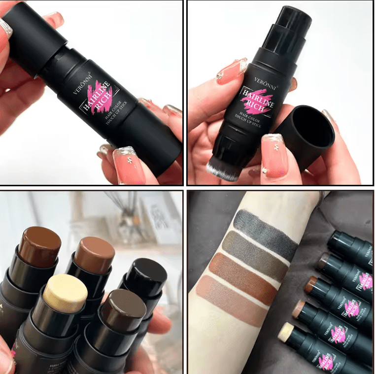 2-in-1 Hairline Filling Cream Stick with Built-In Brush – Waterproof Matte Hair Concealer for Gray Roots & Thinning Hair Coverage