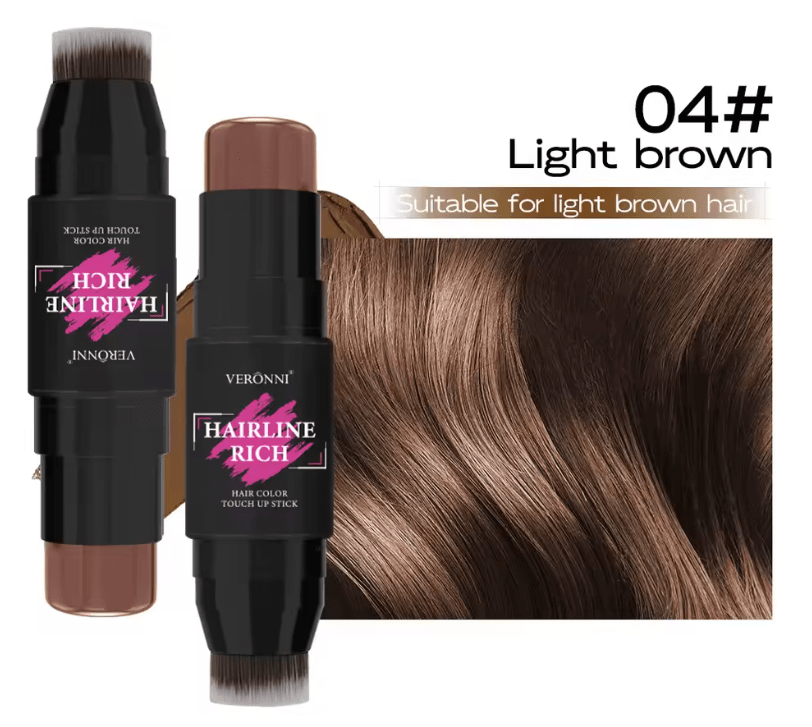 2-in-1 Hairline Filling Cream Stick with Built-In Brush – Waterproof Matte Hair Concealer for Gray Roots & Thinning Hair Coverage