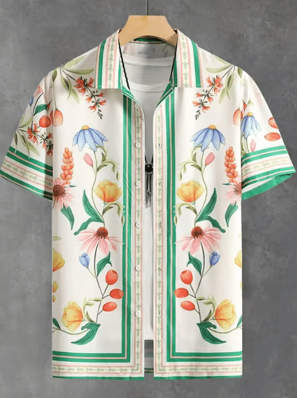 Men’s Summer Casual Hawaiian Shirt – Loose Fit Short Sleeve Button-Down, Lightweight & Breathable Tropical Beach Shirt for Men