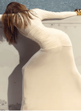 Women’s Elegant Mesh Patchwork Long Sleeve Dress – Sexy Bodycon Double Layer Perspective Club & Party Evening Dress – Autumn 2025