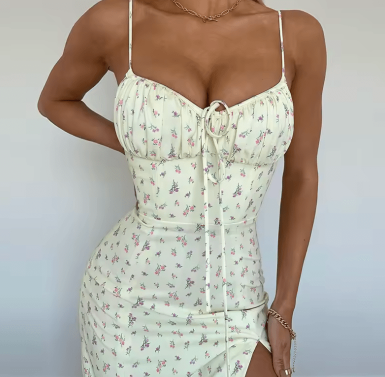 Women’s Elegant Floral Beach Vacation Bodycon Long Dress – Summer 2025 Streetwear – Wholesale Fashion for Business