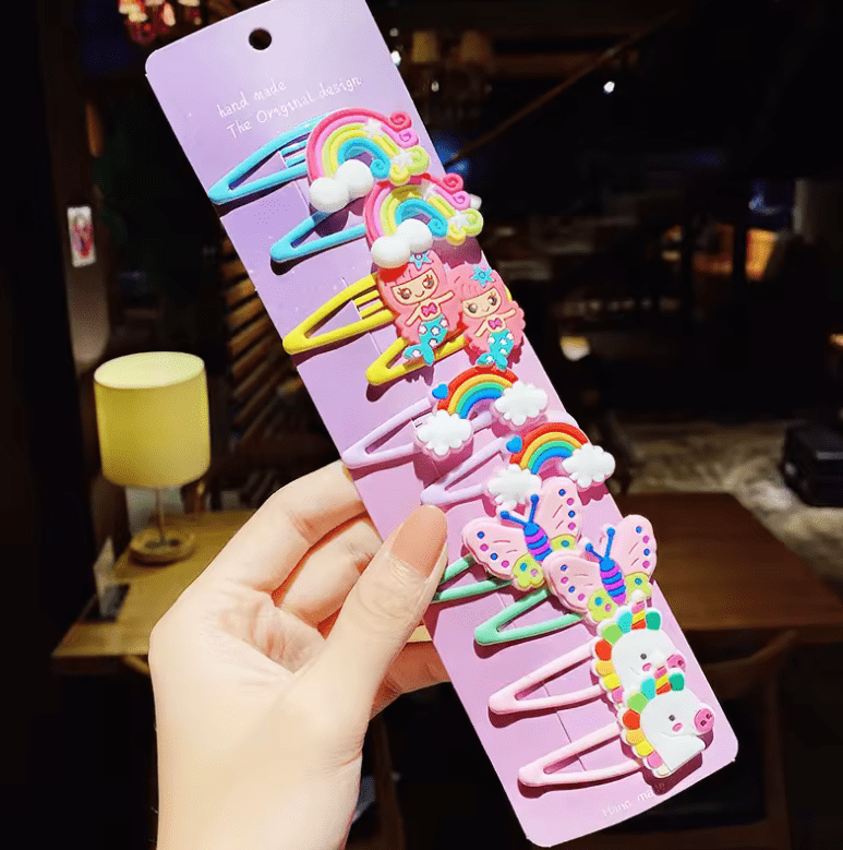 10PCS/Set New Girls Cute Cartoon Ice Cream Unicorn Hairpins Kids Lovely Hair Clips Barrettes Headband Fashion Hair Accessories