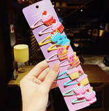 10PCS/Set New Girls Cute Cartoon Ice Cream Unicorn Hairpins Kids Lovely Hair Clips Barrettes Headband Fashion Hair Accessories