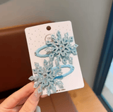 2pcs Winter new Frozen snowflake hairpin children's hair clip Elsa princess hair accessory girl side BB clip
