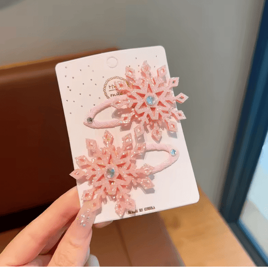 2pcs Winter new Frozen snowflake hairpin children's hair clip Elsa princess hair accessory girl side BB clip