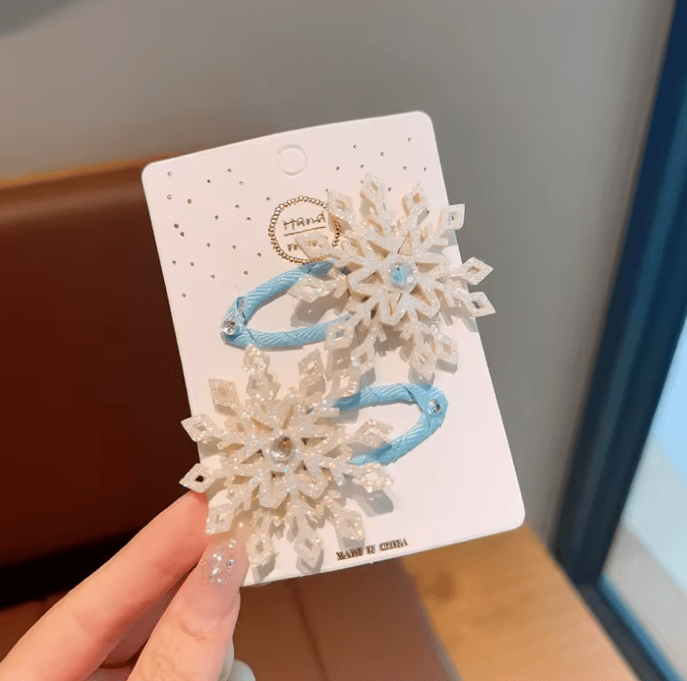 2pcs Winter new Frozen snowflake hairpin children's hair clip Elsa princess hair accessory girl side BB clip
