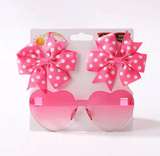 3Pcs/set Kids Cute Solid Dot Hairpin Colorful Heart Sun Glasses Set Girls Boutique Bowknot Hair Clips Children Hair Accessories
