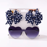 3Pcs/set Kids Cute Solid Dot Hairpin Colorful Heart Sun Glasses Set Girls Boutique Bowknot Hair Clips Children Hair Accessories