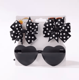 3Pcs/set Kids Cute Solid Dot Hairpin Colorful Heart Sun Glasses Set Girls Boutique Bowknot Hair Clips Children Hair Accessories