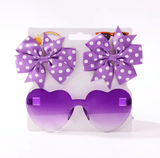 3Pcs/set Kids Cute Solid Dot Hairpin Colorful Heart Sun Glasses Set Girls Boutique Bowknot Hair Clips Children Hair Accessories