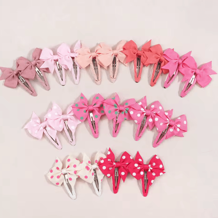 20pcs Snap Hair Clips with Bows Boutique Grosgrain Ribbon 2 Inch Hair Bows No Slip Hair Barrettes for Infant Toddlers Baby Girl