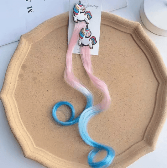 2pcs Kids Unicorn Colorful Wig Hair Pin Children Hair Clips Fake Twist Gradient Braid Headdress Girls Hair Accessories