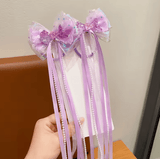 2PCS Mermaid Headwear, Children's Princess Bow, Hairpin, Girls' Floating Yarn, Braided Hair Clip Mermaid Maiden Hair Accessory