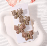 4Pcs/set Cute Baby Girls Knitting Headwear Handmade Crochet Butterfly Alloy Hairs Clips Kids Hairpins Fashion Desgin Headwear