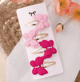 4Pcs/set Cute Baby Girls Knitting Headwear Handmade Crochet Butterfly Alloy Hairs Clips Kids Hairpins Fashion Desgin Headwear