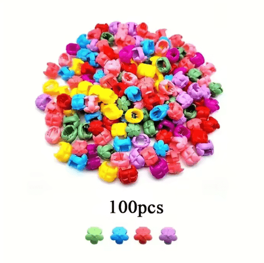 100Pcs Colorful Small Girls Hair Clips Cute Flower Star Hair Claws Styling Hair Braid Hairpins Kids Hair Accessories Headwear