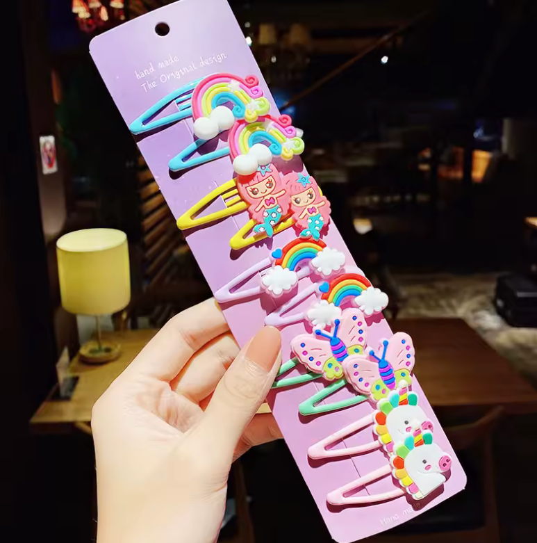 10PCS/Set New Girls Cute Cartoon Ice Cream Unicorn Hairpins Kids Lovely Hair Clips Barrettes Headband Fashion Hair Accessories