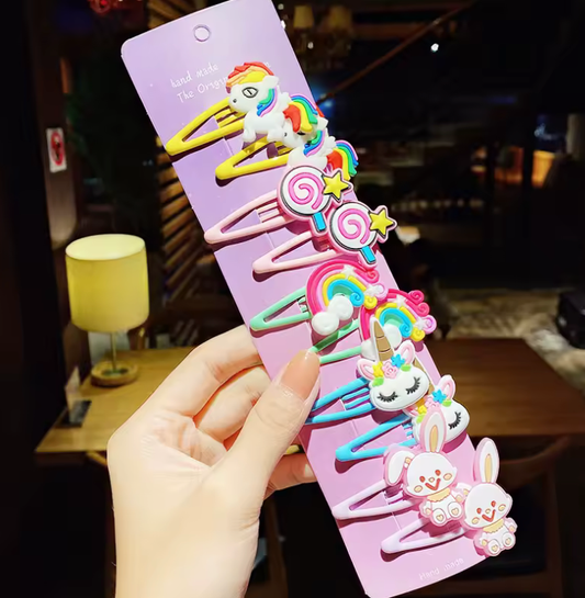 10PCS/Set New Girls Cute Cartoon Ice Cream Unicorn Hairpins Kids Lovely Hair Clips Barrettes Headband Fashion Hair Accessories