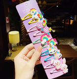 10PCS/Set New Girls Cute Cartoon Ice Cream Unicorn Hairpins Kids Lovely Hair Clips Barrettes Headband Fashion Hair Accessories