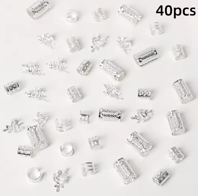 40/80PCS Elegant Hollow Out Hair Rings  For Women Girls DIY Hair Accessories Loc Hair Jewelry for Braids
