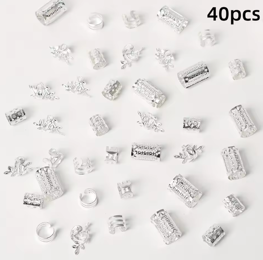 40/80PCS Elegant Hollow Out Hair Rings  For Women Girls DIY Hair Accessories Loc Hair Jewelry for Braids