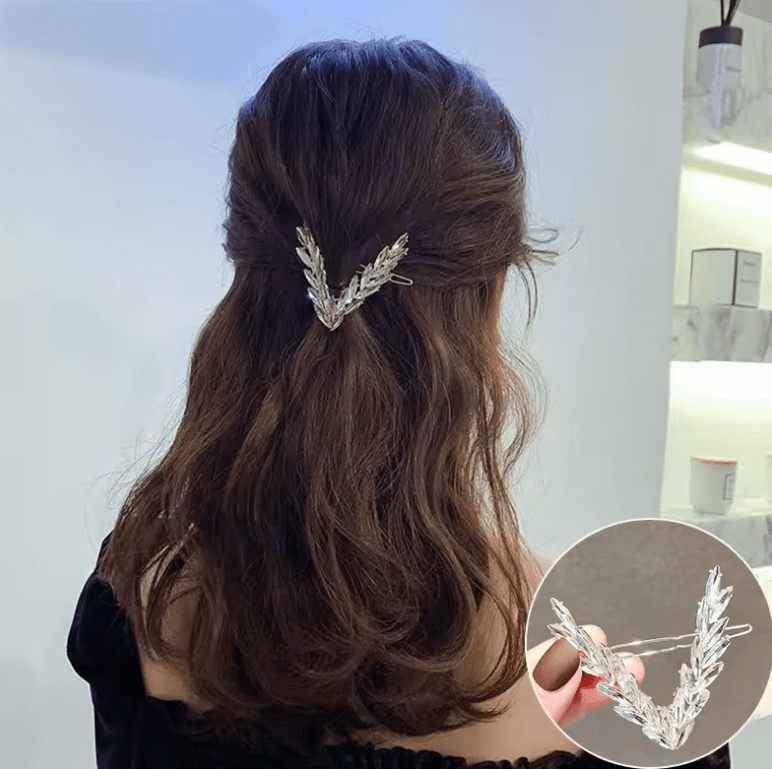 Luxury Shining Crystal Hair Clip For Women Korean V Shape Buckle Hairpins Girls Hair Accessories Headwear Fashion Ornaments Gift