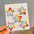5Pcs/Lot Girls Headdress Rainbow Flower Cute Broken Hair Clips Five Pointed Star Side Bangs BB Hairpin Children Hair Accessories