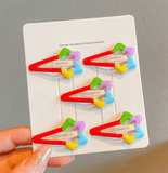 5Pcs/Lot Girls Headdress Rainbow Flower Cute Broken Hair Clips Five Pointed Star Side Bangs BB Hairpin Children Hair Accessories