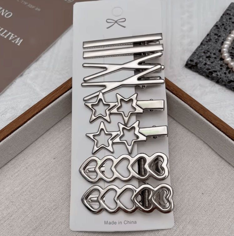 8PCS Metal Hair Clips Side Broken Hair Bangs Hair Cards Spice Girls Hair Accessories Silver Bangs Clip Set Side Clip One Word Cl
