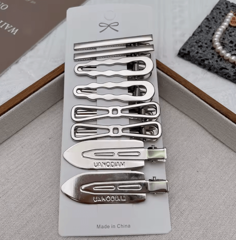8PCS Metal Hair Clips Side Broken Hair Bangs Hair Cards Spice Girls Hair Accessories Silver Bangs Clip Set Side Clip One Word Cl