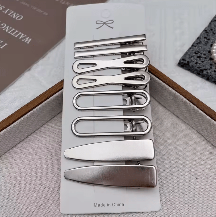 8PCS Metal Hair Clips Side Broken Hair Bangs Hair Cards Spice Girls Hair Accessories Silver Bangs Clip Set Side Clip One Word Cl