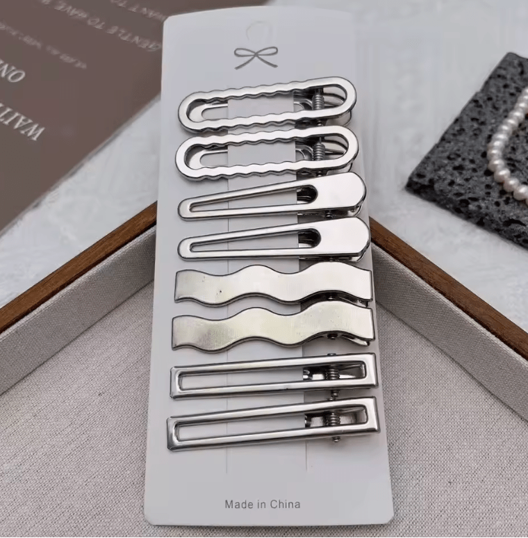 8PCS Metal Hair Clips Side Broken Hair Bangs Hair Cards Spice Girls Hair Accessories Silver Bangs Clip Set Side Clip One Word Cl