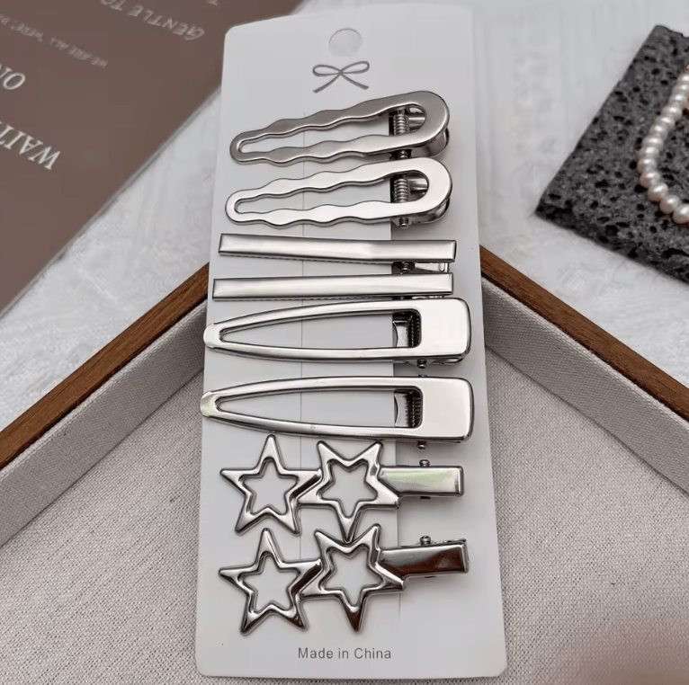 8PCS Metal Hair Clips Side Broken Hair Bangs Hair Cards Spice Girls Hair Accessories Silver Bangs Clip Set Side Clip One Word Cl
