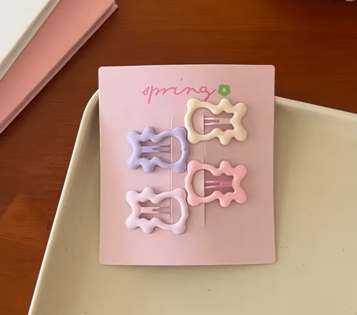 4pcs/set Cute Colorful Geometric Mini Hair Clips For Girls Sweet Hair Ornament Hairpins Barrettes Kids Lovely Hair Accessories