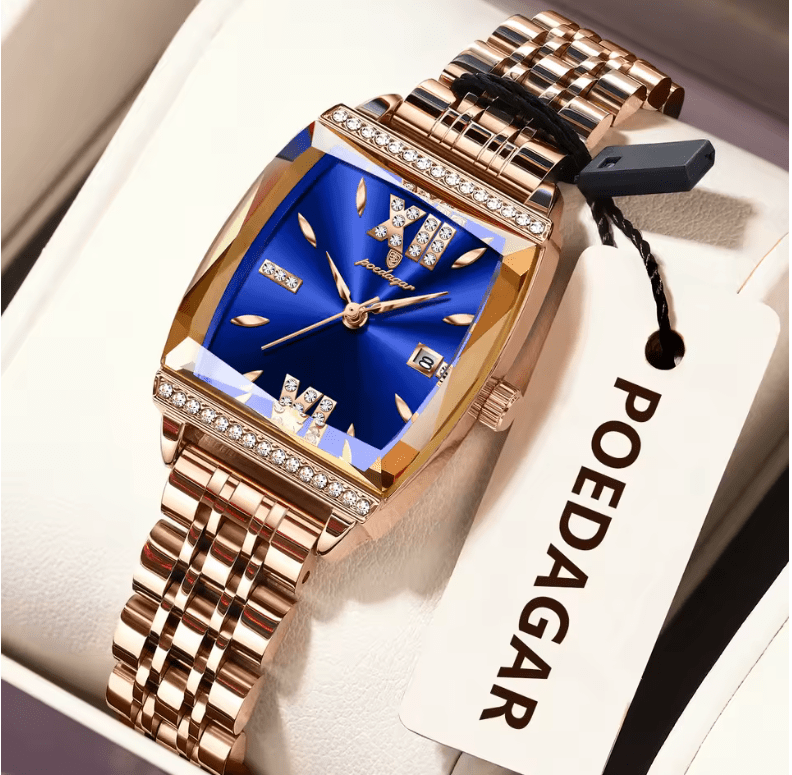 POEDAGAR Diamond Luxury Watch For Woman High Quality Waterproof Date Ladies Quartz Watch Stainless Steel Women Watches Reloj+Box