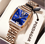 POEDAGAR Diamond Luxury Watch For Woman High Quality Waterproof Date Ladies Quartz Watch Stainless Steel Women Watches Reloj+Box