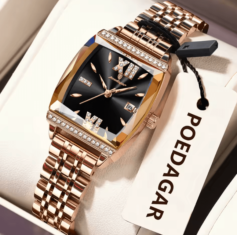 POEDAGAR Diamond Luxury Watch For Woman High Quality Waterproof Date Ladies Quartz Watch Stainless Steel Women Watches Reloj+Box