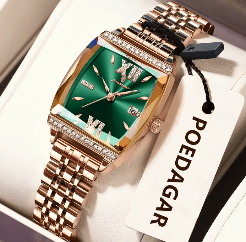 POEDAGAR Diamond Luxury Watch For Woman High Quality Waterproof Date Ladies Quartz Watch Stainless Steel Women Watches Reloj+Box