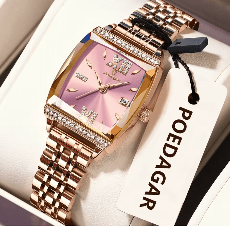POEDAGAR Diamond Luxury Watch For Woman High Quality Waterproof Date Ladies Quartz Watch Stainless Steel Women Watches Reloj+Box