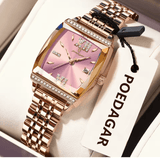 POEDAGAR Diamond Luxury Watch For Woman High Quality Waterproof Date Ladies Quartz Watch Stainless Steel Women Watches Reloj+Box