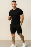 Men’s 2-Piece Outfit – Custom Fit Tee & Stripe Hem Shorts Set